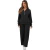 imageGRECERELLE Lounge Sets For Women 2025 Casual Lapel Half Zip Sweatshirt And Wide Leg Sweatpant 2 Piece Outfits Tracksuit SetsBlack