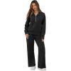 imageGRECERELLE Lounge Sets For Women 2025 Casual Lapel Half Zip Sweatshirt And Wide Leg Sweatpant 2 Piece Outfits Tracksuit SetsBlack