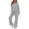 imageGRECERELLE Lounge Sets For Women 2025 Casual Lapel Half Zip Sweatshirt And Wide Leg Sweatpant 2 Piece Outfits Tracksuit SetsDark Grey