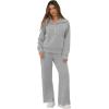 imageGRECERELLE Lounge Sets For Women 2025 Casual Lapel Half Zip Sweatshirt And Wide Leg Sweatpant 2 Piece Outfits Tracksuit SetsDark Grey