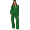 imageGRECERELLE Lounge Sets For Women 2025 Casual Lapel Half Zip Sweatshirt And Wide Leg Sweatpant 2 Piece Outfits Tracksuit SetsGreen
