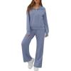 imageGRECERELLE Lounge Sets For Women 2025 Casual Lapel Half Zip Sweatshirt And Wide Leg Sweatpant 2 Piece Outfits Tracksuit SetsHaze Blue