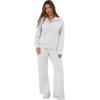 imageGRECERELLE Lounge Sets For Women 2025 Casual Lapel Half Zip Sweatshirt And Wide Leg Sweatpant 2 Piece Outfits Tracksuit SetsHeather Grey