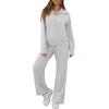 imageGRECERELLE Lounge Sets For Women 2025 Casual Lapel Half Zip Sweatshirt And Wide Leg Sweatpant 2 Piece Outfits Tracksuit SetsLight Gray