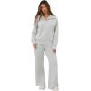 imageGRECERELLE Lounge Sets For Women 2025 Casual Lapel Half Zip Sweatshirt And Wide Leg Sweatpant 2 Piece Outfits Tracksuit SetsLight Gray