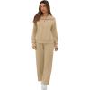 imageGRECERELLE Lounge Sets For Women 2025 Casual Lapel Half Zip Sweatshirt And Wide Leg Sweatpant 2 Piece Outfits Tracksuit SetsLight Khaki