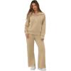 imageGRECERELLE Lounge Sets For Women 2025 Casual Lapel Half Zip Sweatshirt And Wide Leg Sweatpant 2 Piece Outfits Tracksuit SetsLight Khaki