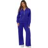 imageGRECERELLE Lounge Sets For Women 2025 Casual Lapel Half Zip Sweatshirt And Wide Leg Sweatpant 2 Piece Outfits Tracksuit SetsRoyal Blue