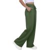 imageGRECERELLE Sweatpants Women Wide Leg High Waisted Baggy Pants Drawstring Workout Active Joggers Lounge PantsArmy Green