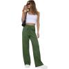 imageGRECERELLE Sweatpants Women Wide Leg High Waisted Baggy Pants Drawstring Workout Active Joggers Lounge PantsArmy Green
