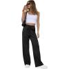 imageGRECERELLE Sweatpants Women Wide Leg High Waisted Baggy Pants Drawstring Workout Active Joggers Lounge PantsBlack