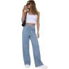 imageGRECERELLE Sweatpants Women Wide Leg High Waisted Baggy Pants Drawstring Workout Active Joggers Lounge PantsHaze Blue