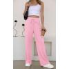 imageGRECERELLE Sweatpants Women Wide Leg High Waisted Baggy Pants Drawstring Workout Active Joggers Lounge PantsPink