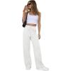 imageGRECERELLE Sweatpants Women Wide Leg High Waisted Baggy Pants Drawstring Workout Active Joggers Lounge PantsWhite