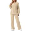 imageGRECERELLE Womens 2 Piece Outfits Winter 2025 Oversized Chunky Knit Sweater Top And Wide Leg Pants Lounge Set SweatsuitApricot