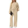imageGRECERELLE Womens 2 Piece Outfits Winter 2025 Oversized Chunky Knit Sweater Top And Wide Leg Pants Lounge Set SweatsuitApricot