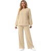 imageGRECERELLE Womens 2 Piece Outfits Winter 2025 Oversized Chunky Knit Sweater Top And Wide Leg Pants Lounge Set SweatsuitApricot