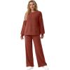 imageGRECERELLE Womens 2 Piece Outfits Winter 2025 Oversized Chunky Knit Sweater Top And Wide Leg Pants Lounge Set SweatsuitBrick Red