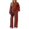 imageGRECERELLE Womens 2 Piece Outfits Winter 2025 Oversized Chunky Knit Sweater Top And Wide Leg Pants Lounge Set SweatsuitBrick Red
