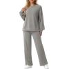 imageGRECERELLE Womens 2 Piece Outfits Winter 2025 Oversized Chunky Knit Sweater Top And Wide Leg Pants Lounge Set SweatsuitGray