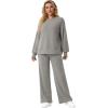 imageGRECERELLE Womens 2 Piece Outfits Winter 2025 Oversized Chunky Knit Sweater Top And Wide Leg Pants Lounge Set SweatsuitGray