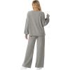 imageGRECERELLE Womens 2 Piece Outfits Winter 2025 Oversized Chunky Knit Sweater Top And Wide Leg Pants Lounge Set SweatsuitGray
