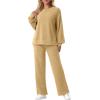 imageGRECERELLE Womens 2 Piece Outfits Winter 2025 Oversized Chunky Knit Sweater Top And Wide Leg Pants Lounge Set SweatsuitKhaki