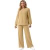 imageGRECERELLE Womens 2 Piece Outfits Winter 2025 Oversized Chunky Knit Sweater Top And Wide Leg Pants Lounge Set SweatsuitKhaki