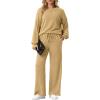 imageGRECERELLE Womens 2 Piece Outfits Winter 2025 Oversized Chunky Knit Sweater Top And Wide Leg Pants Lounge Set SweatsuitKhaki