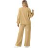 imageGRECERELLE Womens 2 Piece Outfits Winter 2025 Oversized Chunky Knit Sweater Top And Wide Leg Pants Lounge Set SweatsuitKhaki