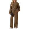 imageGRECERELLE Womens 2 Piece Outfits Winter 2025 Oversized Chunky Knit Sweater Top And Wide Leg Pants Lounge Set SweatsuitTan
