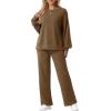 imageGRECERELLE Womens 2 Piece Outfits Winter 2025 Oversized Chunky Knit Sweater Top And Wide Leg Pants Lounge Set SweatsuitTan