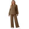 imageGRECERELLE Womens 2 Piece Outfits Winter 2025 Oversized Chunky Knit Sweater Top And Wide Leg Pants Lounge Set SweatsuitTan