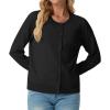 imageGRECERELLE Womens Long Sleeve Lightweight Crewneck Casual Cardigan Sweater S2XLAblack