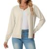 imageGRECERELLE Womens Long Sleeve Lightweight Crewneck Casual Cardigan Sweater S2XLAoatmeal