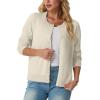 imageGRECERELLE Womens Long Sleeve Lightweight Crewneck Casual Cardigan Sweater S2XLAoatmeal