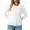 imageGRECERELLE Womens Long Sleeve Lightweight Crewneck Casual Cardigan Sweater S2XLAwhite