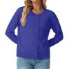imageGRECERELLE Womens Long Sleeve Lightweight Crewneck Casual Cardigan Sweater S2XLBright Blue
