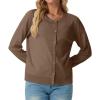 imageGRECERELLE Womens Long Sleeve Lightweight Crewneck Casual Cardigan Sweater S2XLBrown