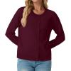 imageGRECERELLE Womens Long Sleeve Lightweight Crewneck Casual Cardigan Sweater S2XLBurgundy