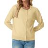 imageGRECERELLE Womens Long Sleeve Lightweight Crewneck Casual Cardigan Sweater S2XLButter Yellow
