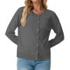 imageGRECERELLE Womens Long Sleeve Lightweight Crewneck Casual Cardigan Sweater S2XLCharcoal
