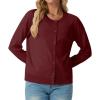 imageGRECERELLE Womens Long Sleeve Lightweight Crewneck Casual Cardigan Sweater S2XLCherry Red