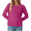 imageGRECERELLE Womens Long Sleeve Lightweight Crewneck Casual Cardigan Sweater S2XLHot Pink