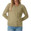 imageGRECERELLE Womens Long Sleeve Lightweight Crewneck Casual Cardigan Sweater S2XLKhaki