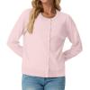 imageGRECERELLE Womens Long Sleeve Lightweight Crewneck Casual Cardigan Sweater S2XLPink White