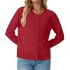 imageGRECERELLE Womens Long Sleeve Lightweight Crewneck Casual Cardigan Sweater S2XLRed