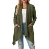 imageGRECERELLE Womens Long Sleeve Lightweight Draped Open Front Casual Cardigan Sweater with Pockets S2XLArmy Green