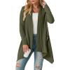 imageGRECERELLE Womens Long Sleeve Lightweight Draped Open Front Casual Cardigan Sweater with Pockets S2XLArmy Green