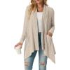 imageGRECERELLE Womens Long Sleeve Lightweight Draped Open Front Casual Cardigan Sweater with Pockets S2XLBeige